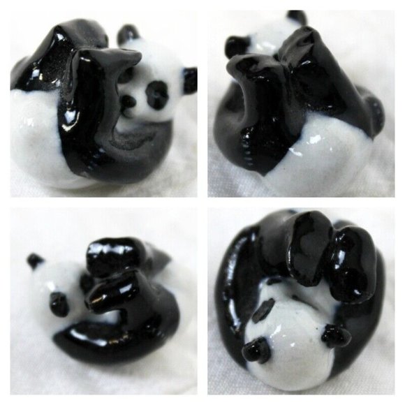 Small Wild Animal Figurines Ceramic Panda Baboon Stone Bear Shell Dog Carved - Picture 10 of 12